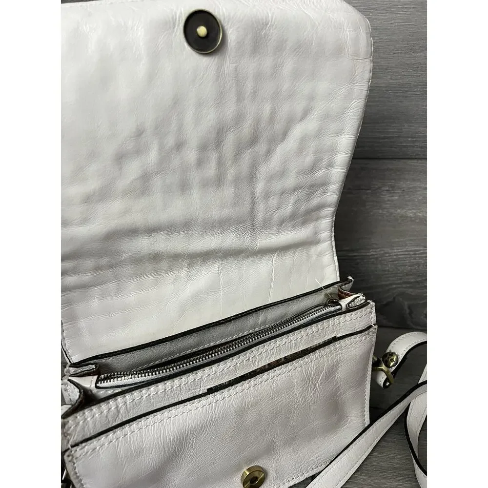 Patricia Nash Leather Washed Woven Atessa Crossbody white bag A377405